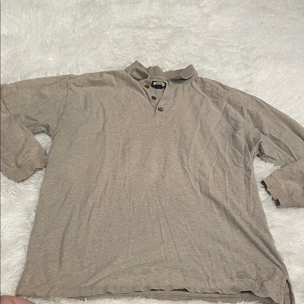 Tommy Bahama Taupe Button-Up Henley